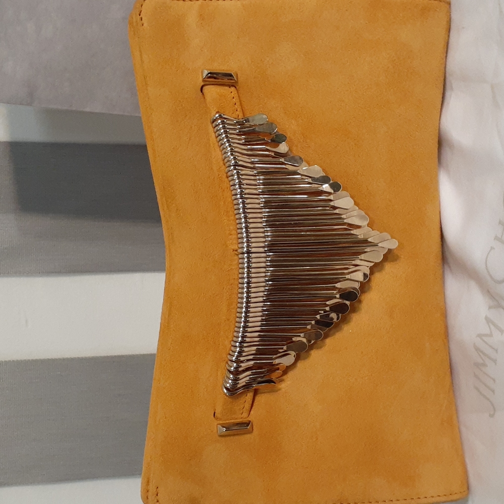 Jimmy Choo Suede Purse with Metal Fringe Bracelet